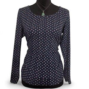 Old Navy dark blue long sleeve top with pink floral print size large